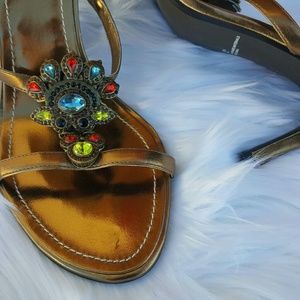 Hot in Hollywood Sequins Sandal Gold Copper Wide